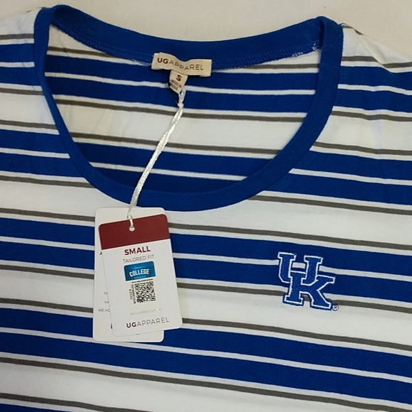 NEW Kentucky Wildcats Women's T-shirt short slv Tee Blue Stripe UK UG Apparel Sm - Picture 6 of 7